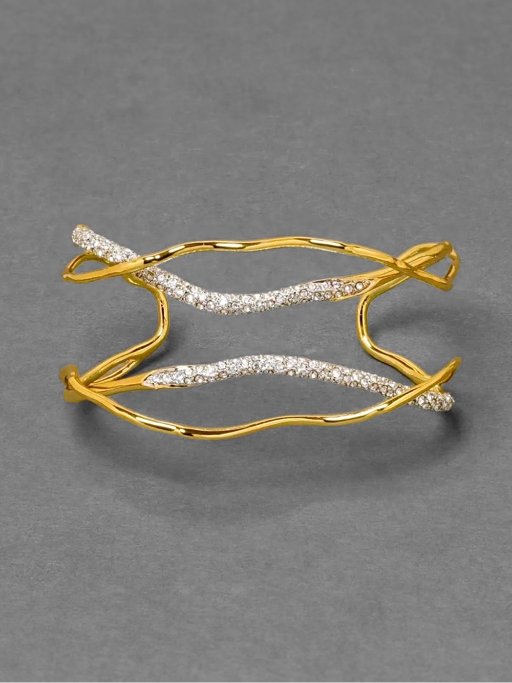 Alexis Bittar Solanales Gold Crystal Intertwined Cuff Bracelet